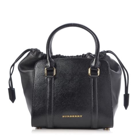 BURBERRY Patent Calfskin Small Dinton Tote Black